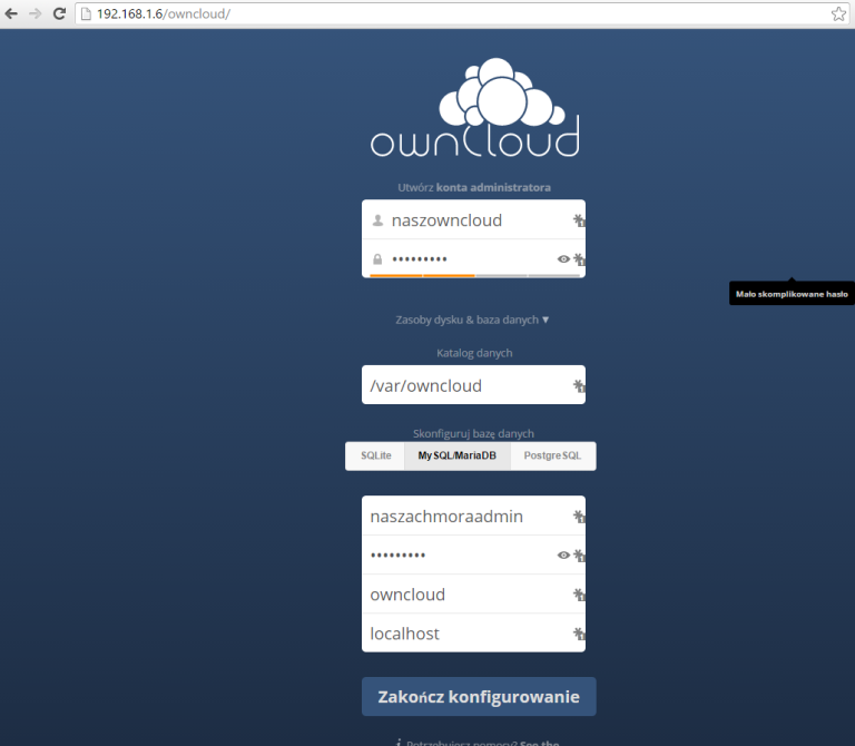 Настройка owncloud на debian